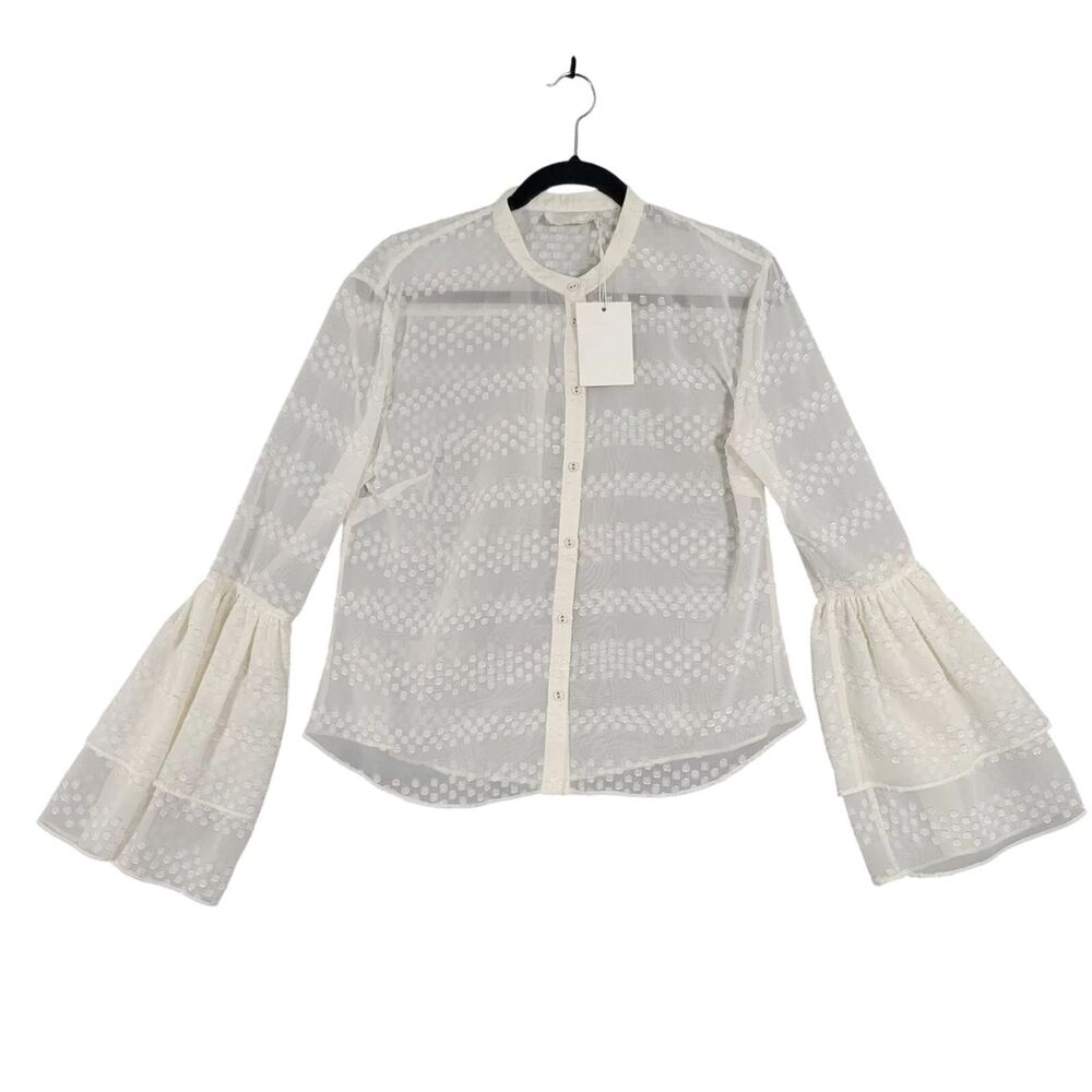NWT TJD THE JETSET DIARIES Ivory Sheer Twiggy Blouse Button Up Fairy SIZE 8